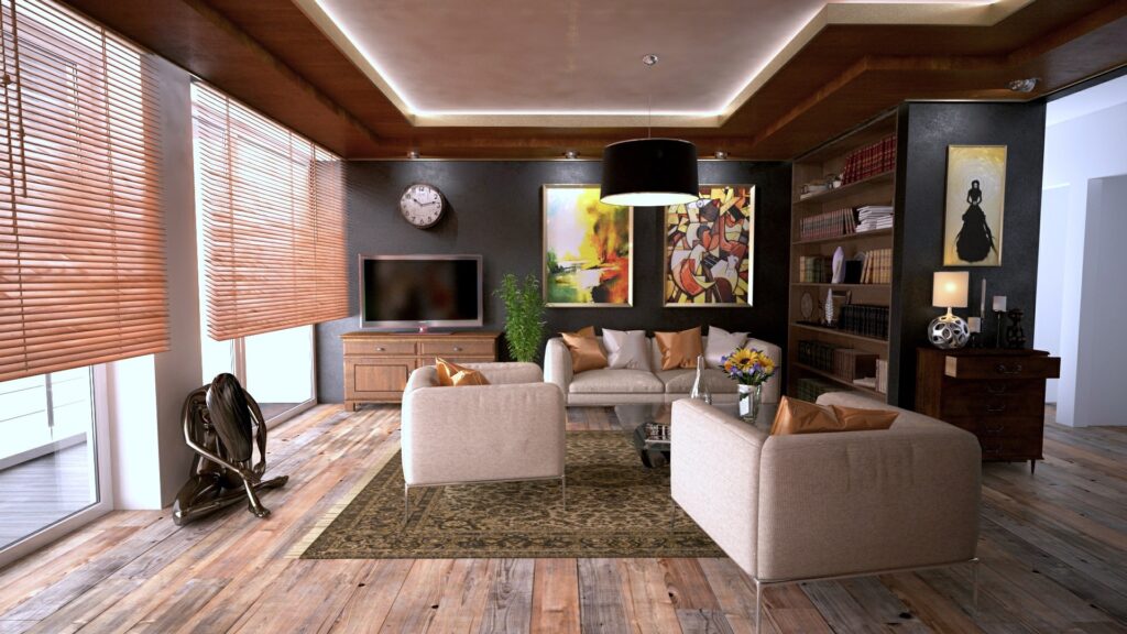 Bamboe vloeren - Sfeerfoto van een gelegde bamboevloer in een woonkamer